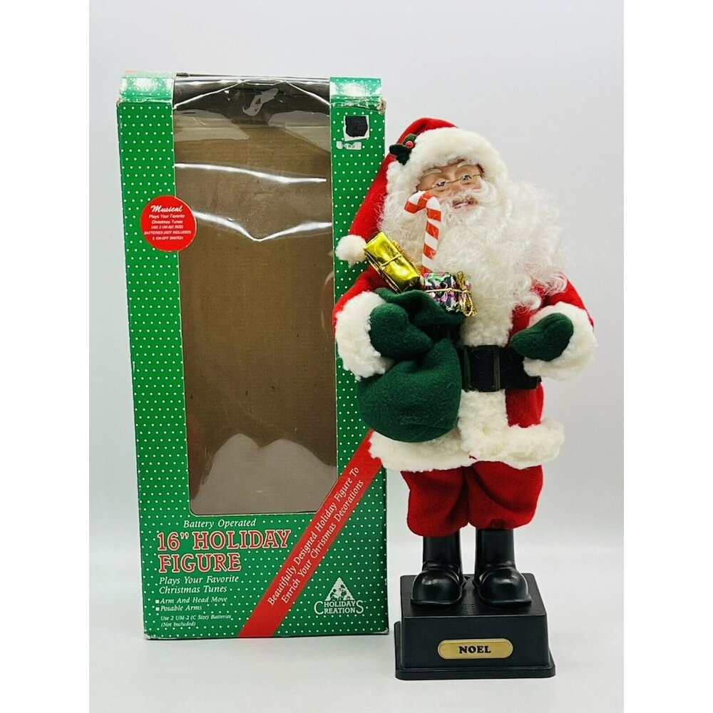 Vintage Christmas Musical Santa Claus 16 inch Figure Holiday Creations‎ Box READ